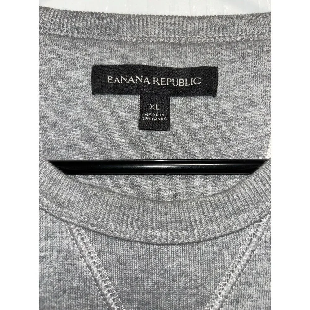 Banana Republic Mens Sweater Gray Long‎ Sleeve Crew Neck Knit Pullover Size XL